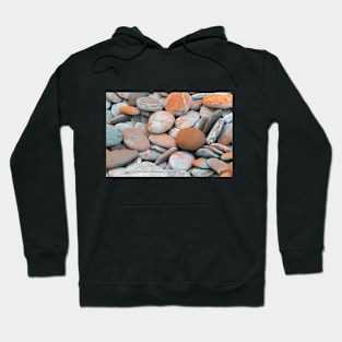 Beach stones in grey with orange coloured lichen Hoodie